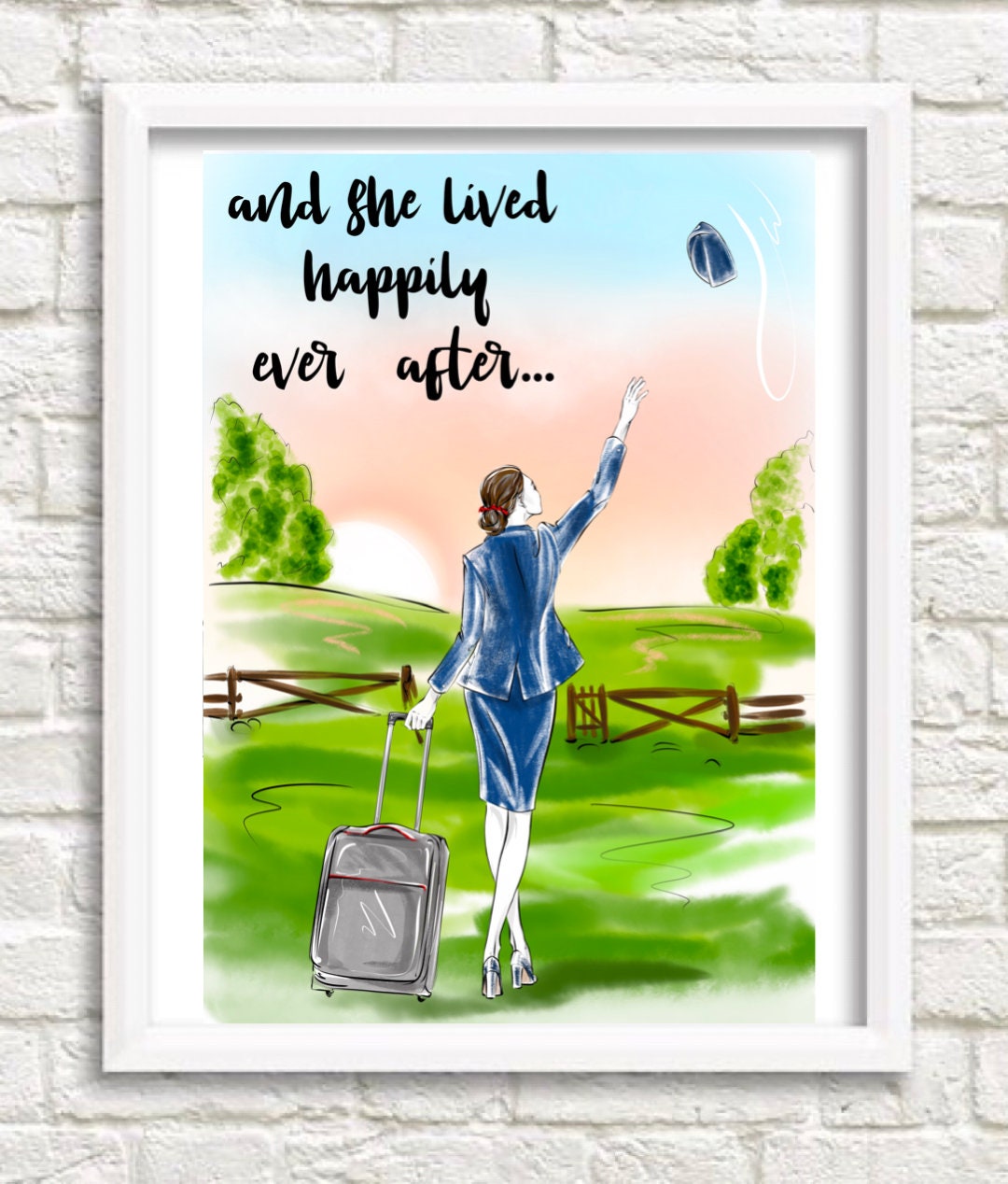 British Airways Flight Attendant Travel Print - And She Lived Happily Ever After