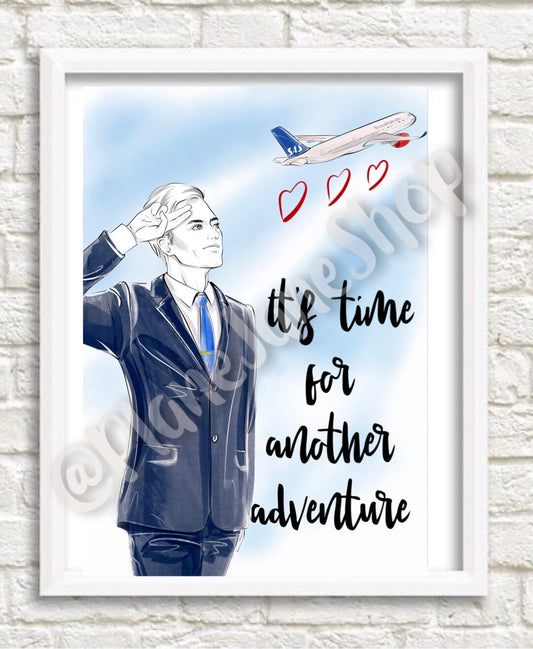 SAS Male flight attendant travel print
