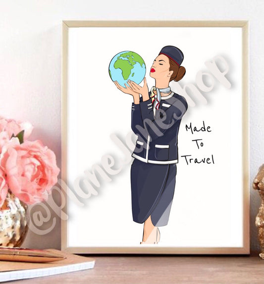 Norwegian’Made to Travel’ flight attendant cabin crew art print