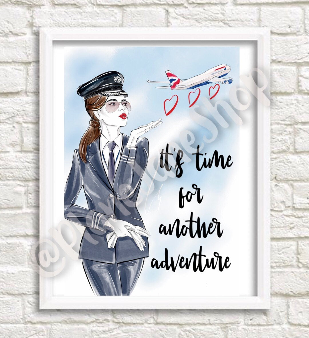 British Airways Female Pilot B747 Crew Print