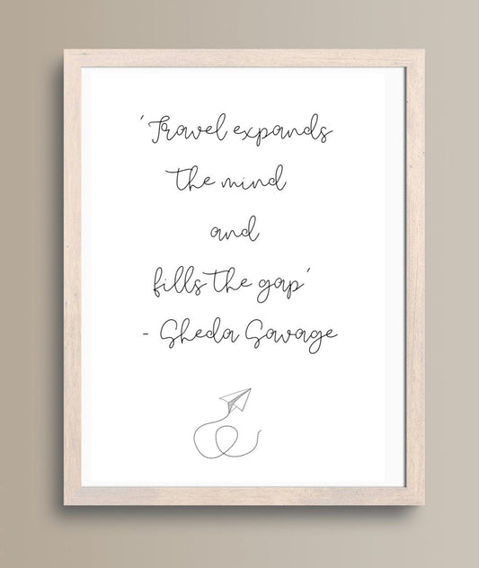 Travel Quote Print: ‘Travel Expands The Mind’ Travel Poster/ Cabin Crew Poster/ Flight Attendant Poster