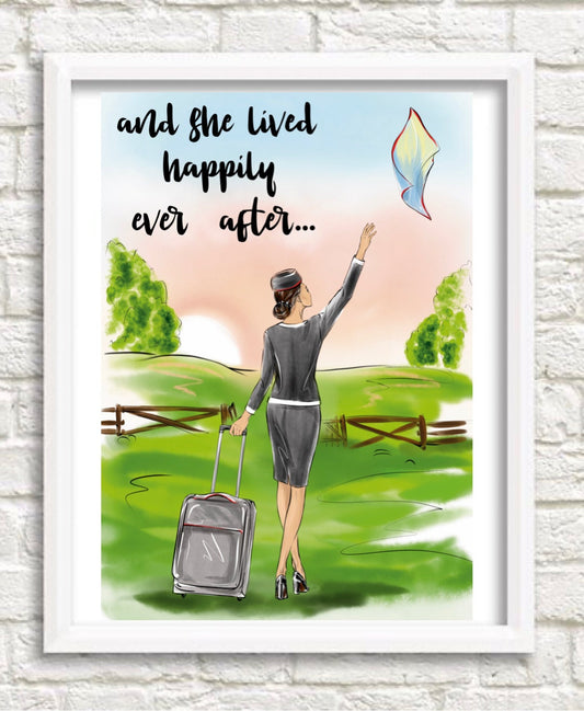 Norwegian FlightAttendant | Cabin Crew| And She Lived Happily Ever After Print