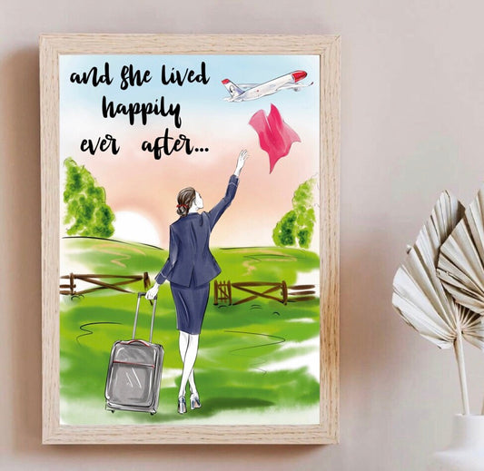 Norwegian Short Haul Crew Crew Flight Attendant Travel Print | And She Lived Happily Ever After