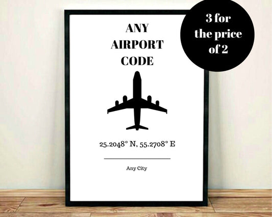 Airport Code Print | Cabin Crew Gift | Flight Attendant Travel Print | Travel Poster