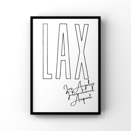 LAX, Los Angeles, Airport Code Prints,