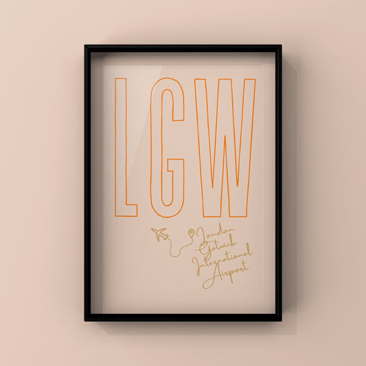 LGW | London Gatwick Airport Code Print | Travel Poster
