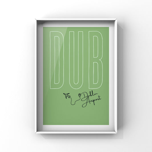DUB | Dublin Airport Code Prints | Travel Poster