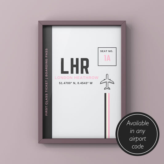 Airport Code Prints | Travel Poster | Travel Gift | Coordinates Print | Boarding Pass Poster
