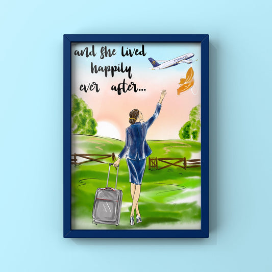 Ryanair Cabin Crew Print | And She Lived Happily Ever After | Flight Attendant Poster