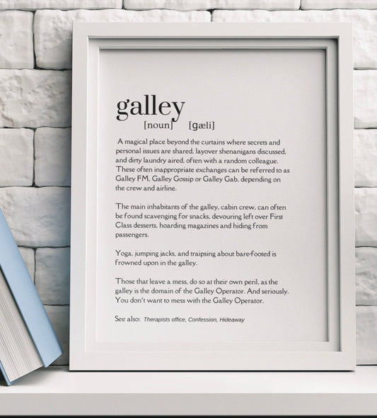 Galley Dictionary Definition Print | Cabin Crew Gift | Aviation Gift | Kitchen Art Print
