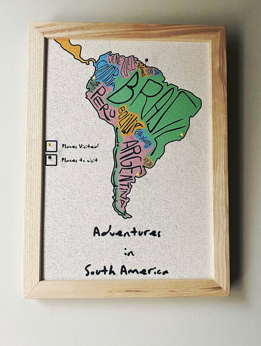 Cork Pin Board Map | Adventures in South America