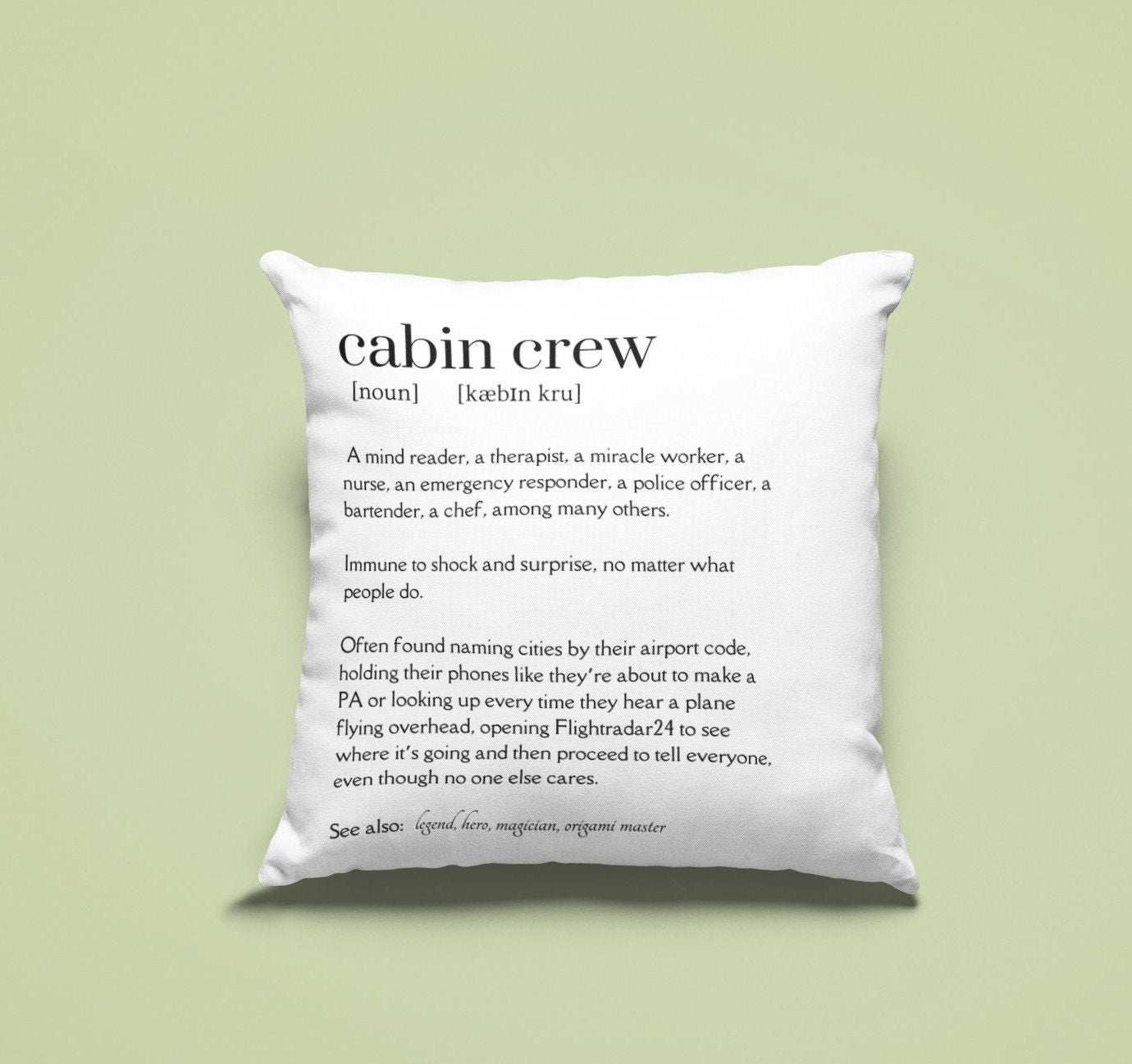 Cabin Crew Definition Decorative Throw Cushion