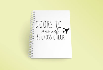 Doors To Manual and Cross Check | Cabin Crew Notebook | Lined Notebook | Flight Attendant Gift