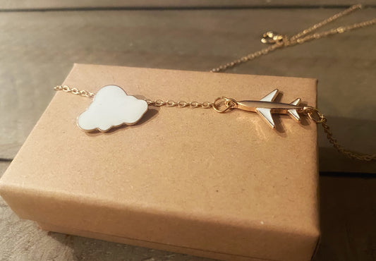 Cloud and Plane Necklace | Travel Gift | Aviation Gift | Crew Gift | Wings Ceremony