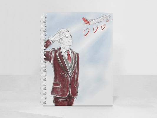 Journal Notebook | Virgin Atlantic Male Crew | Flight Attendant Cabin Crew Notebook | Hardbacked or Spiral Bound