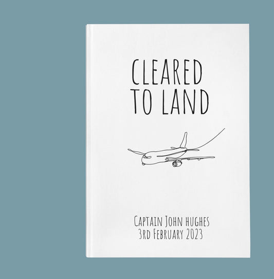 Pilot Retirement  | Cleared to Land Retirement Gift | Personalised hardback notebook | A5 size | Perfect for collecting leaving messages