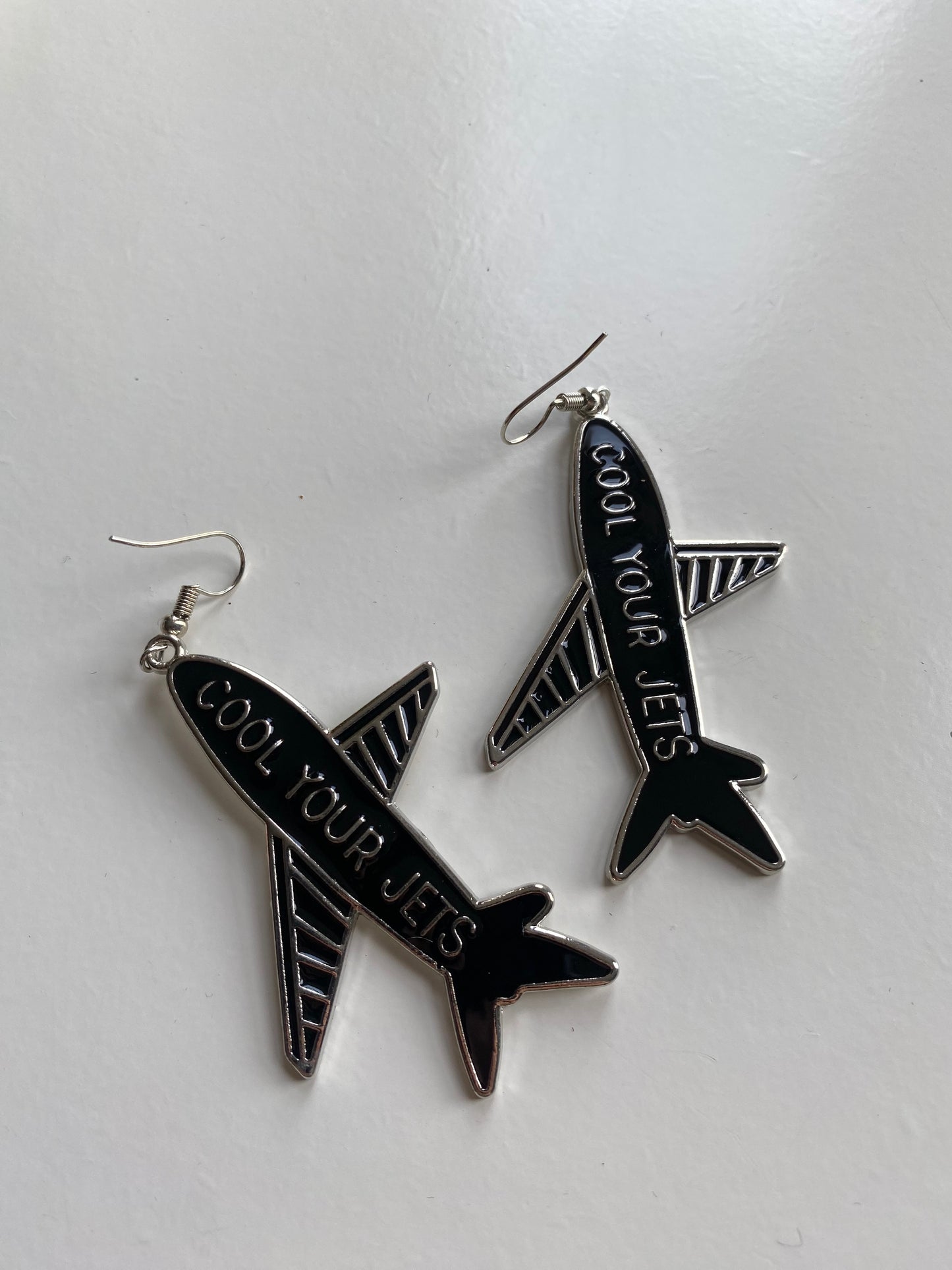 Cool Your Jets | Dangle Earrings | Black Aircraft Earrings