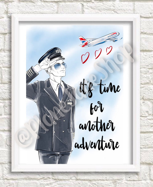 British Airways Pilot Travel Print