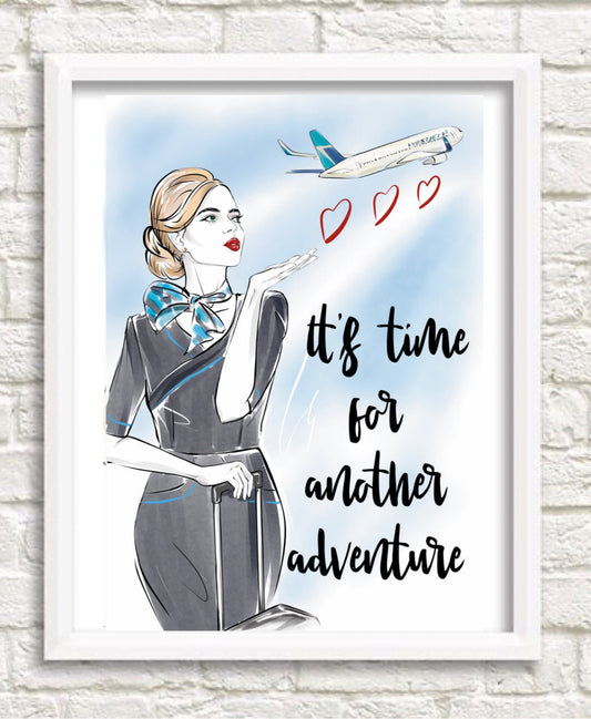 Westjet flight attendant travel print