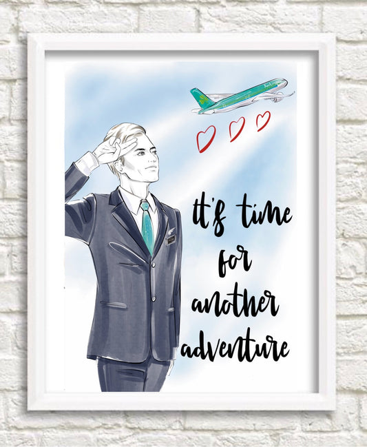 Aer Lingus Male Flight Attendant Travel Print
