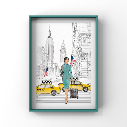 Aer Lingus ‘New York, New York’ Cabin Crew Print | Flight Attendant Poster