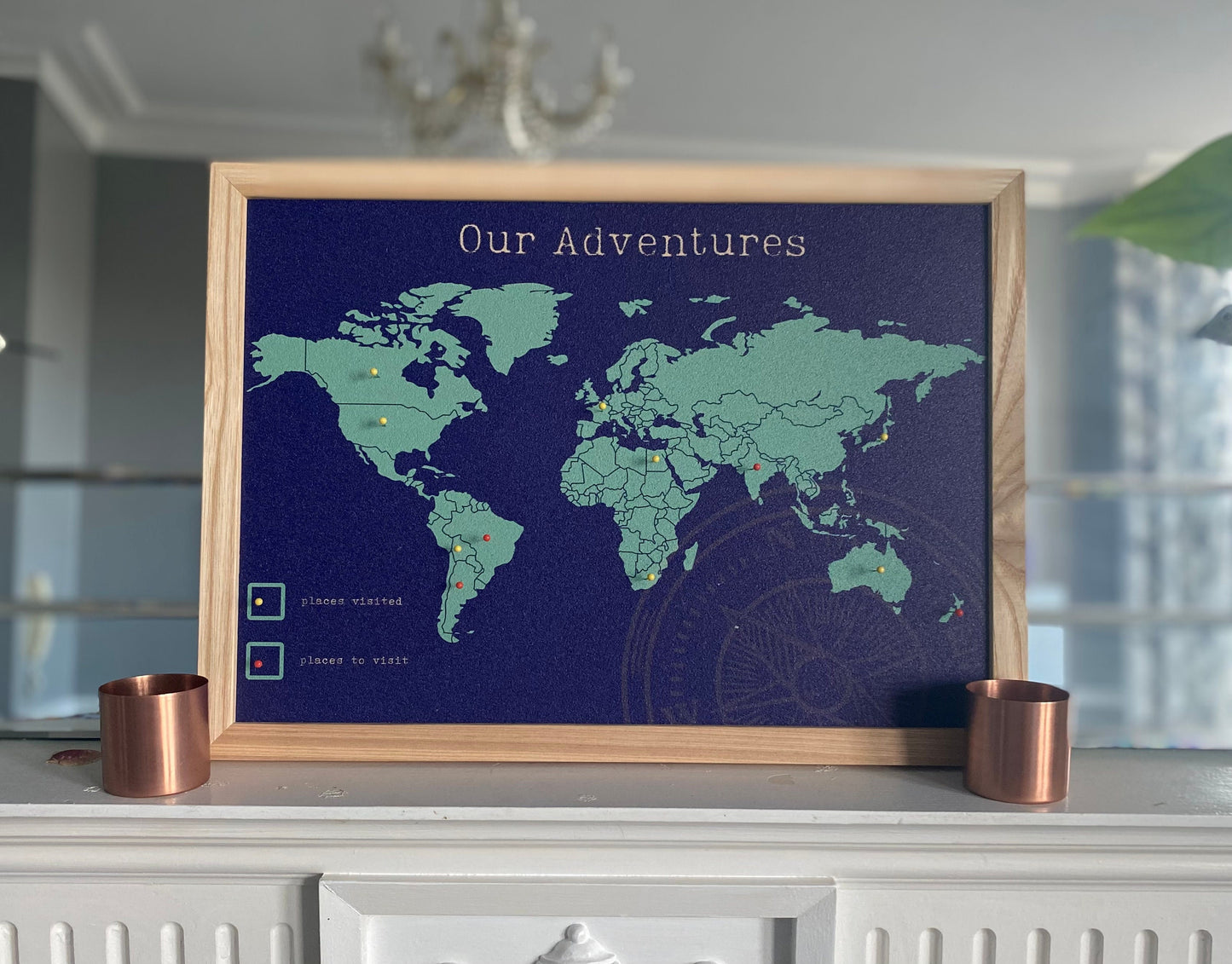 World Map Cork Pin Board | Our Adventures | Fully Customisable World Map