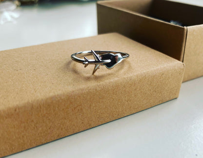 Delicate Sterling Silver Airplane and Cloud Adjustable Ring
