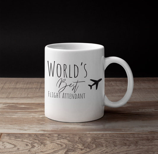 Worlds Best Flight Attendant Ceramic Mug | 11oz Mug | Cabin Crew Gift