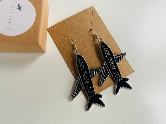 Cool Your Jets | Dangle Earrings | Black Aircraft Earrings