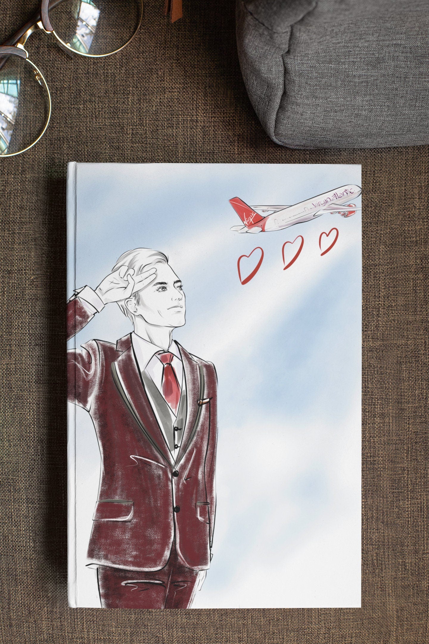 Journal Notebook | Virgin Atlantic Male Crew | Flight Attendant Cabin Crew Notebook | Hardbacked or Spiral Bound
