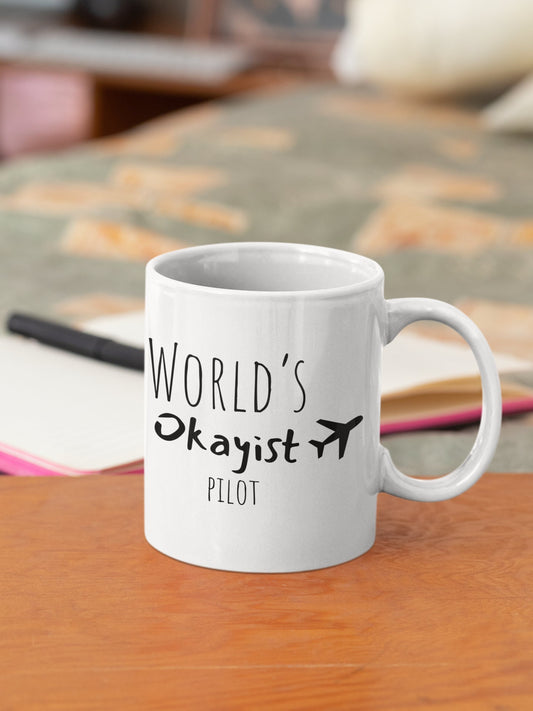 Worlds Okayest Pilot Mug | Funny Pilot Gift | Pilot Accessories | Aviation Gift