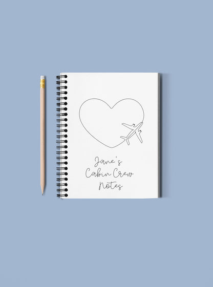 Cabin Crew Notes | Personalised Flight Attendant Notebook | In white, orange, red or blue | British Airways, Virgin Atlantic, EasyJet Crew