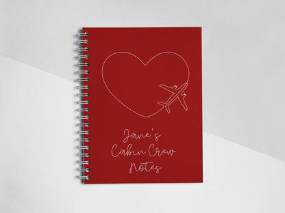 Cabin Crew Notes | Personalised Flight Attendant Notebook | In white, orange, red or blue | British Airways, Virgin Atlantic, EasyJet Crew