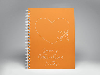 Cabin Crew Notes | Personalised Flight Attendant Notebook | In white, orange, red or blue | British Airways, Virgin Atlantic, EasyJet Crew